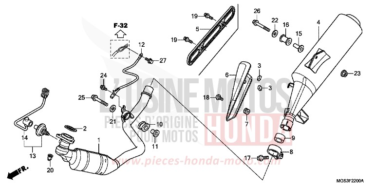 EXHAUST MUFFLER for NC700X Dual Cluth ABS MAGNA RED (R201) from 2013